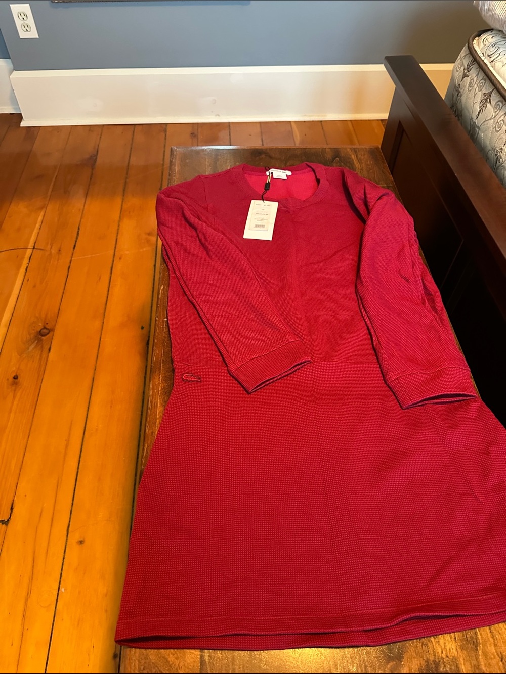 Lacoste Women's Deep Pink Textured Crewneck Dress